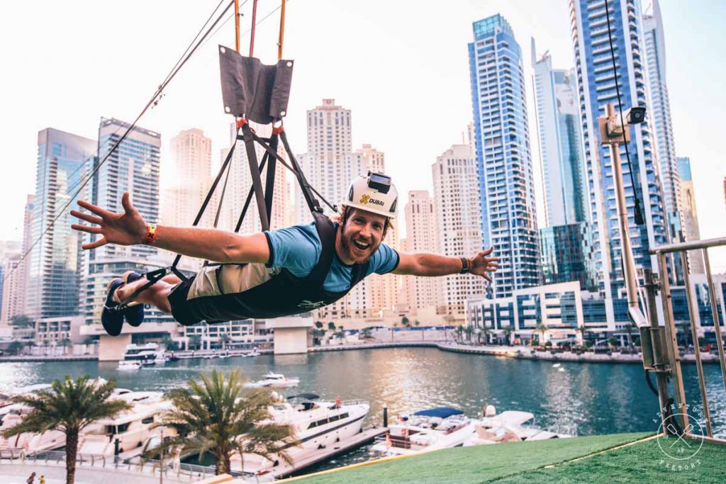 The longest urban zip line in the world is in Dubai Marina